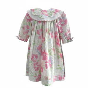 Vintage Petit Bouffon Pink Floral Peter Pan Collar Dress Size 5